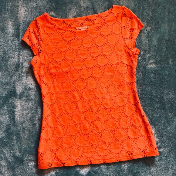 Banana Republic Tops - Banana Republic | Ikat Cutout Lace Orange Blouse